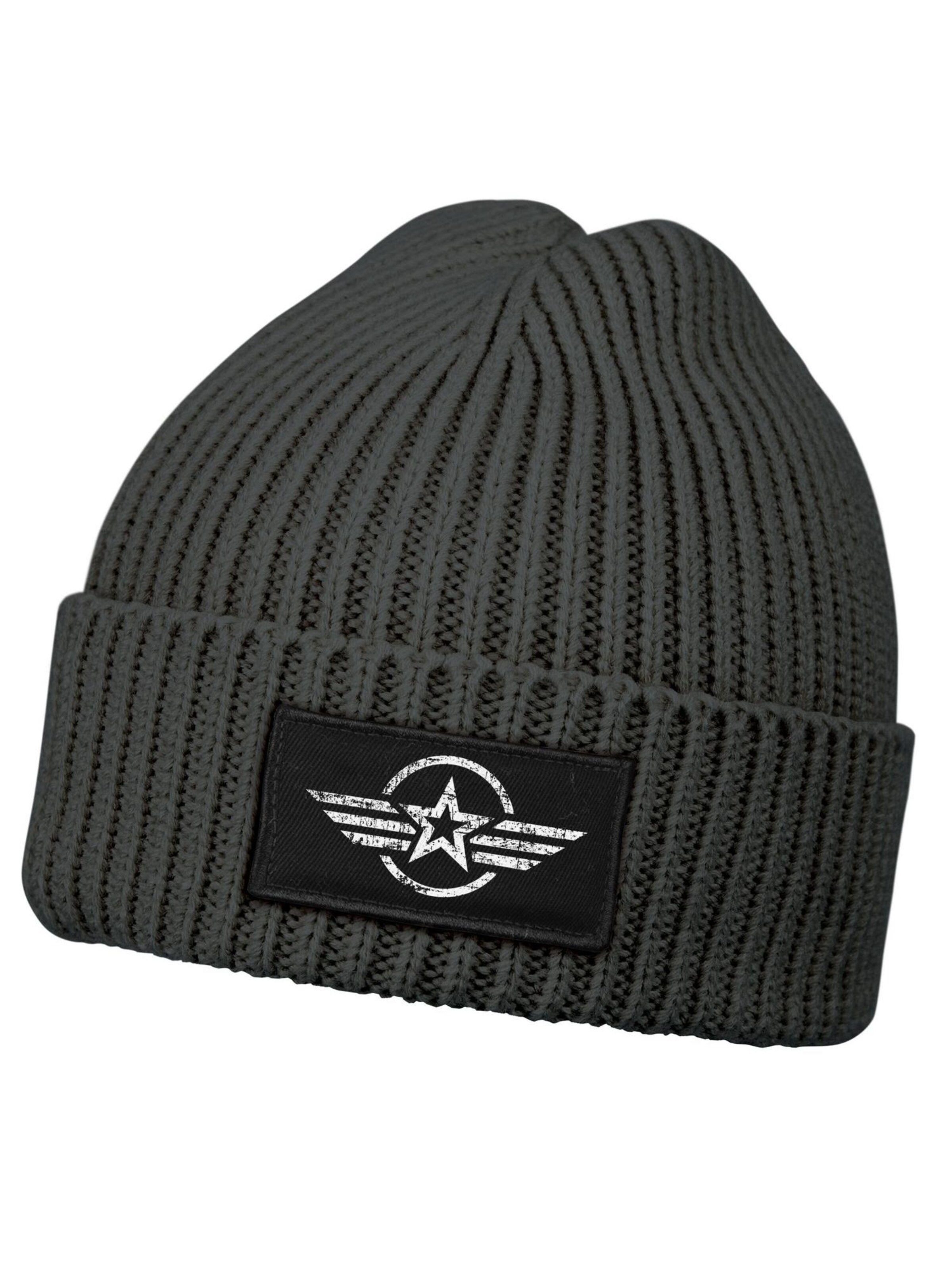 Neverless Beanie 'Airforce Wings' in Grey: front