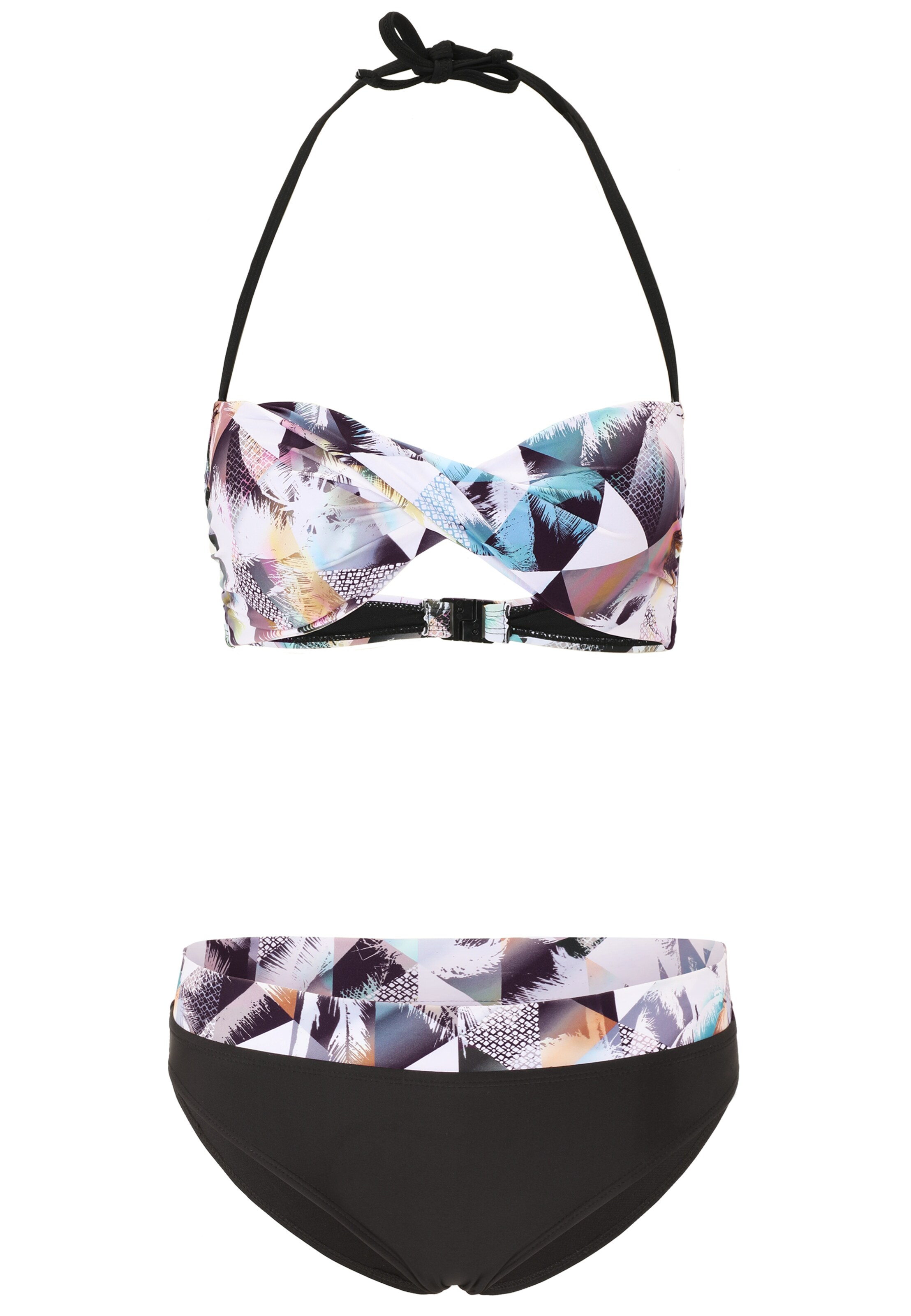 BECO the world of aquasports Bustier Bikini 'Heavenly Palms' in Schwarz: Vorderseite