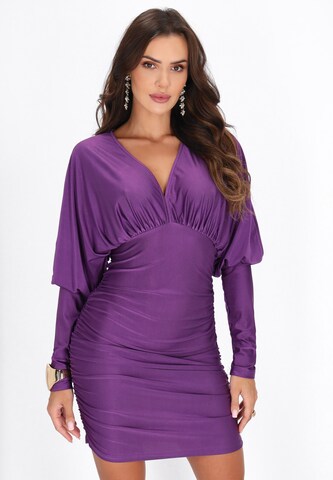 Robe de cocktail faina en violet : devant