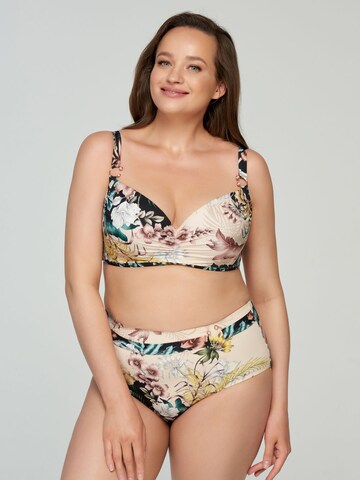 Marc & André T-shirt Bikinitop 'Flower Touch' in Beige: voorkant