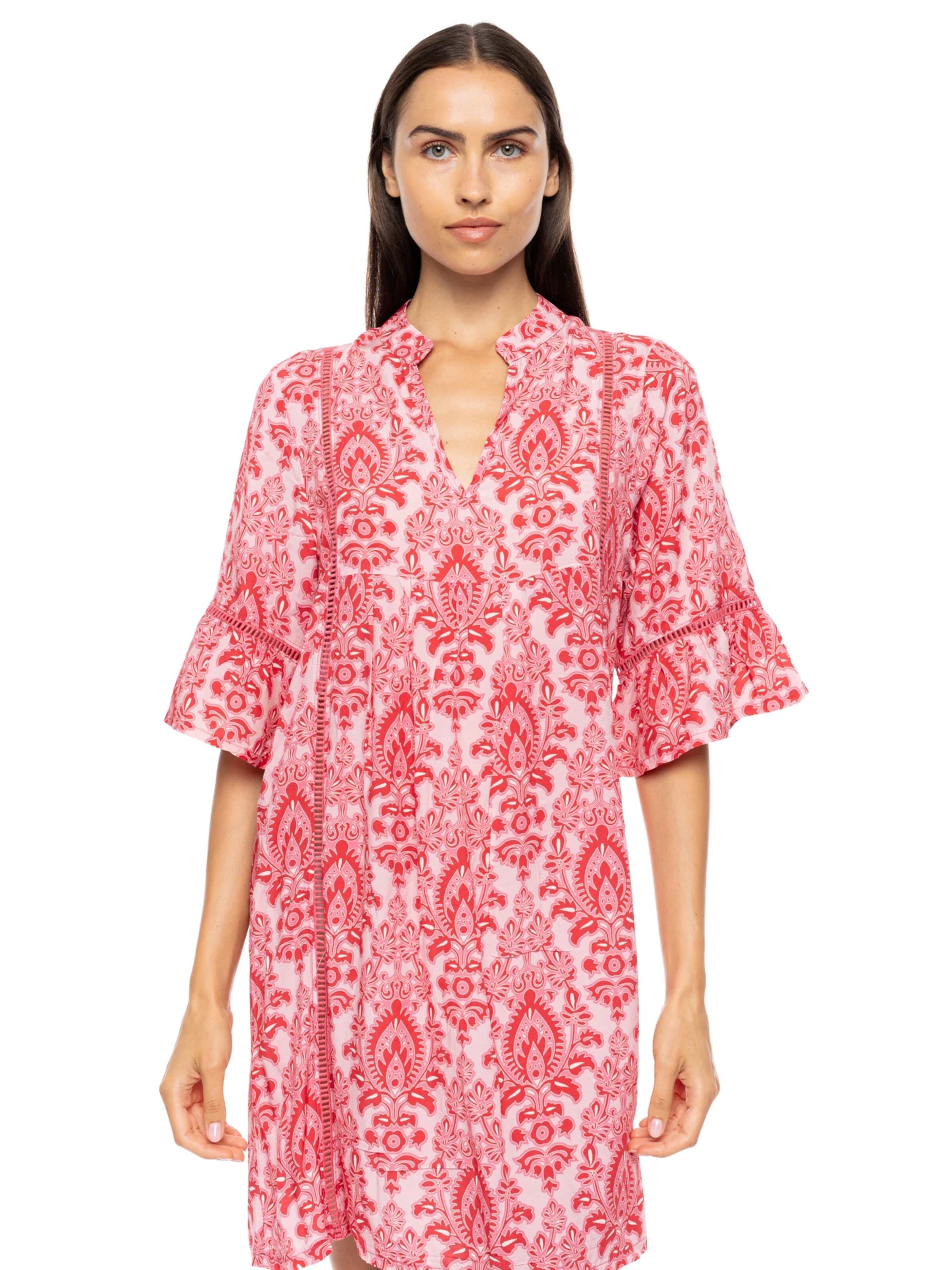 Pink Label - Vestido de verano 'BEACHWEAR RED PAISLEY' en rosa