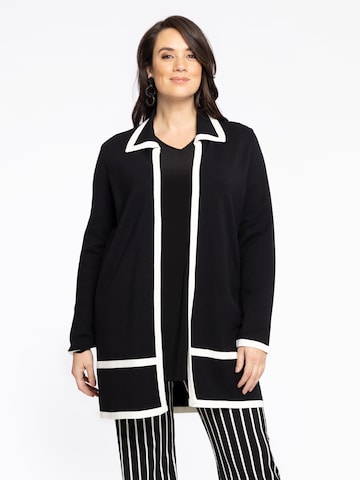 Yoek Knit Cardigan in Black: front