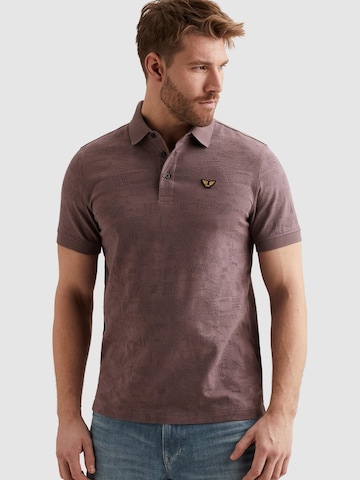 PME Legend T-shirt 'Polo shirt with allover jacquard pattern' i lila: framsida