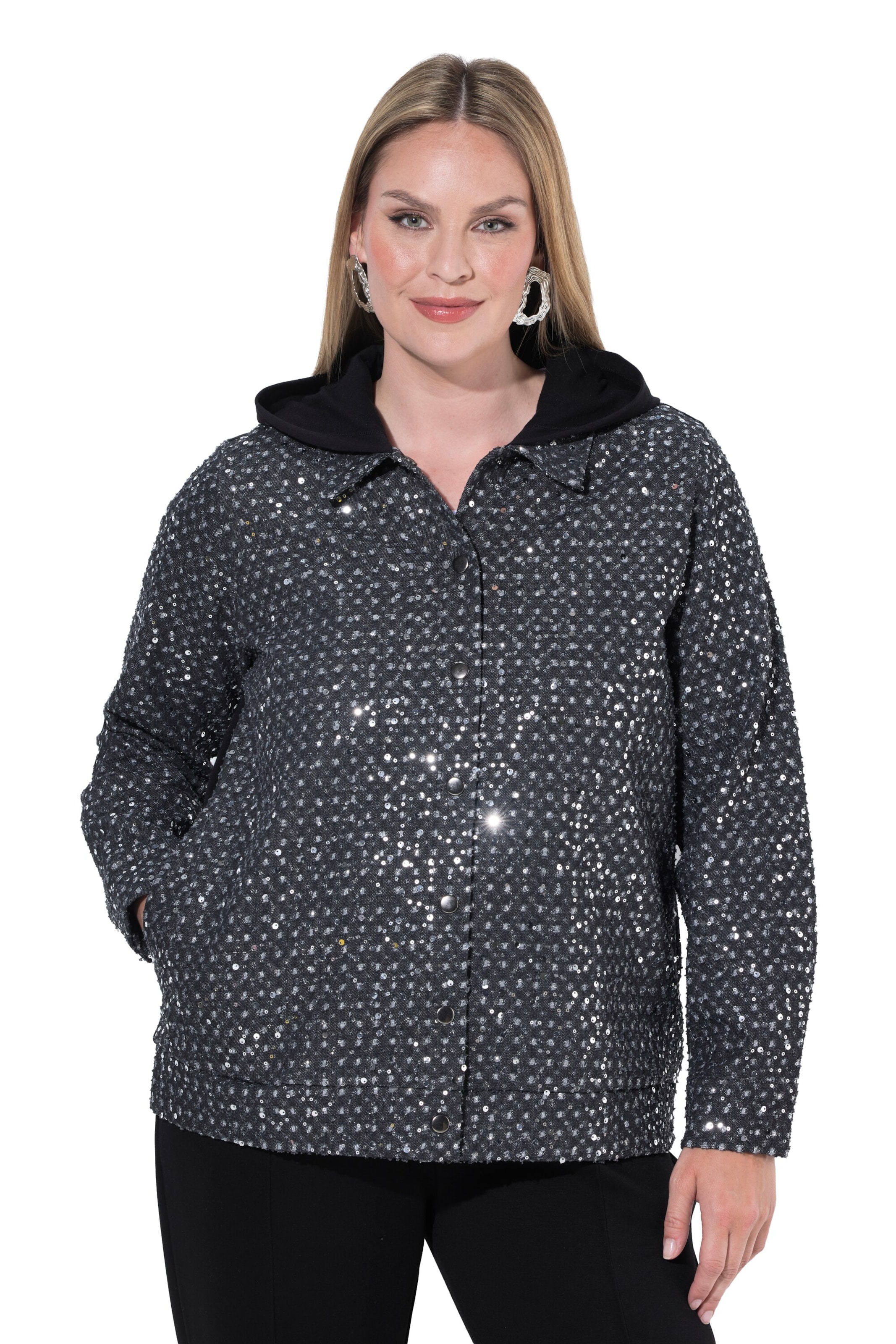 MIAMODA Sweat jacket in Grey: front
