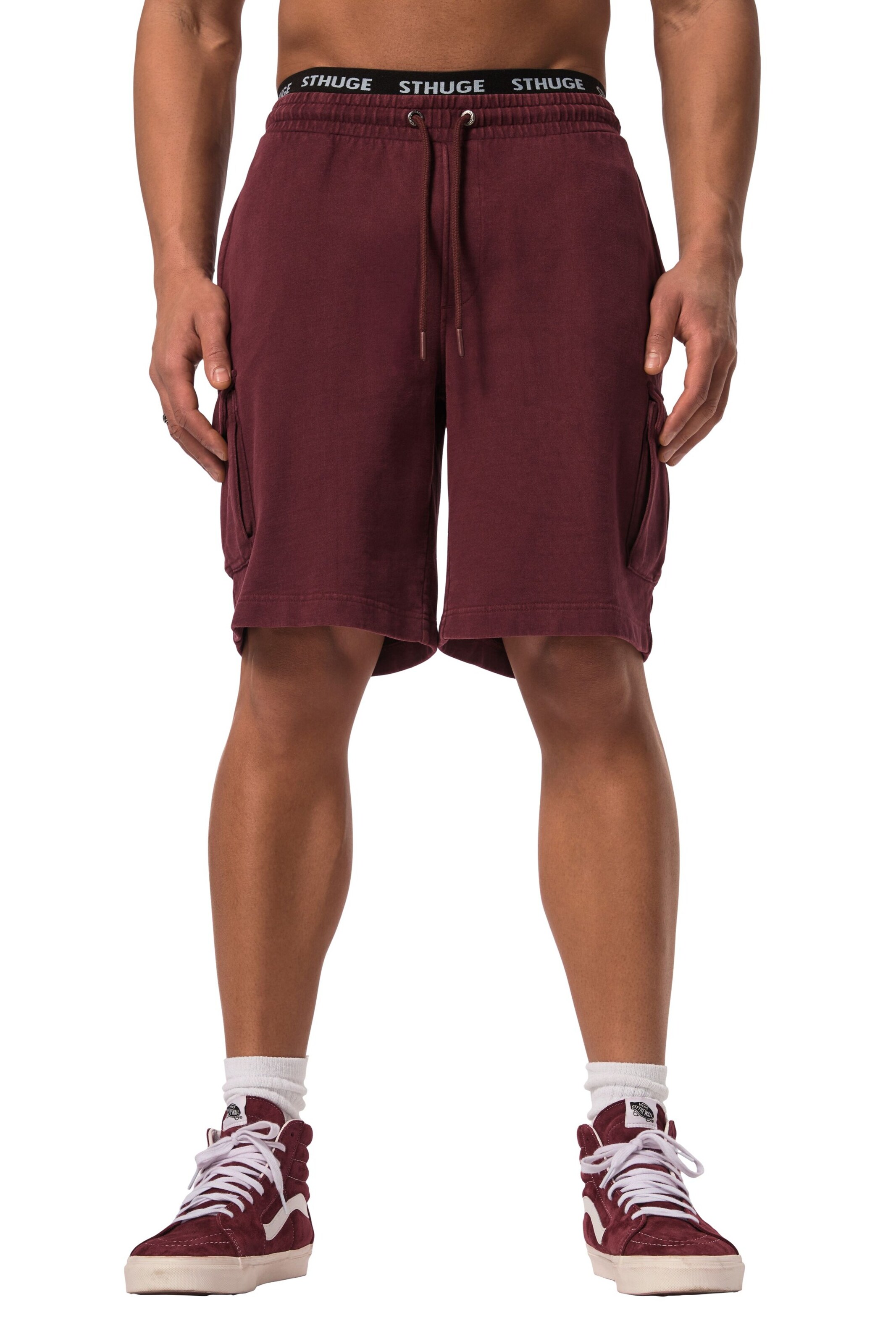 STHUGE Wide leg Broek in Rood: voorkant