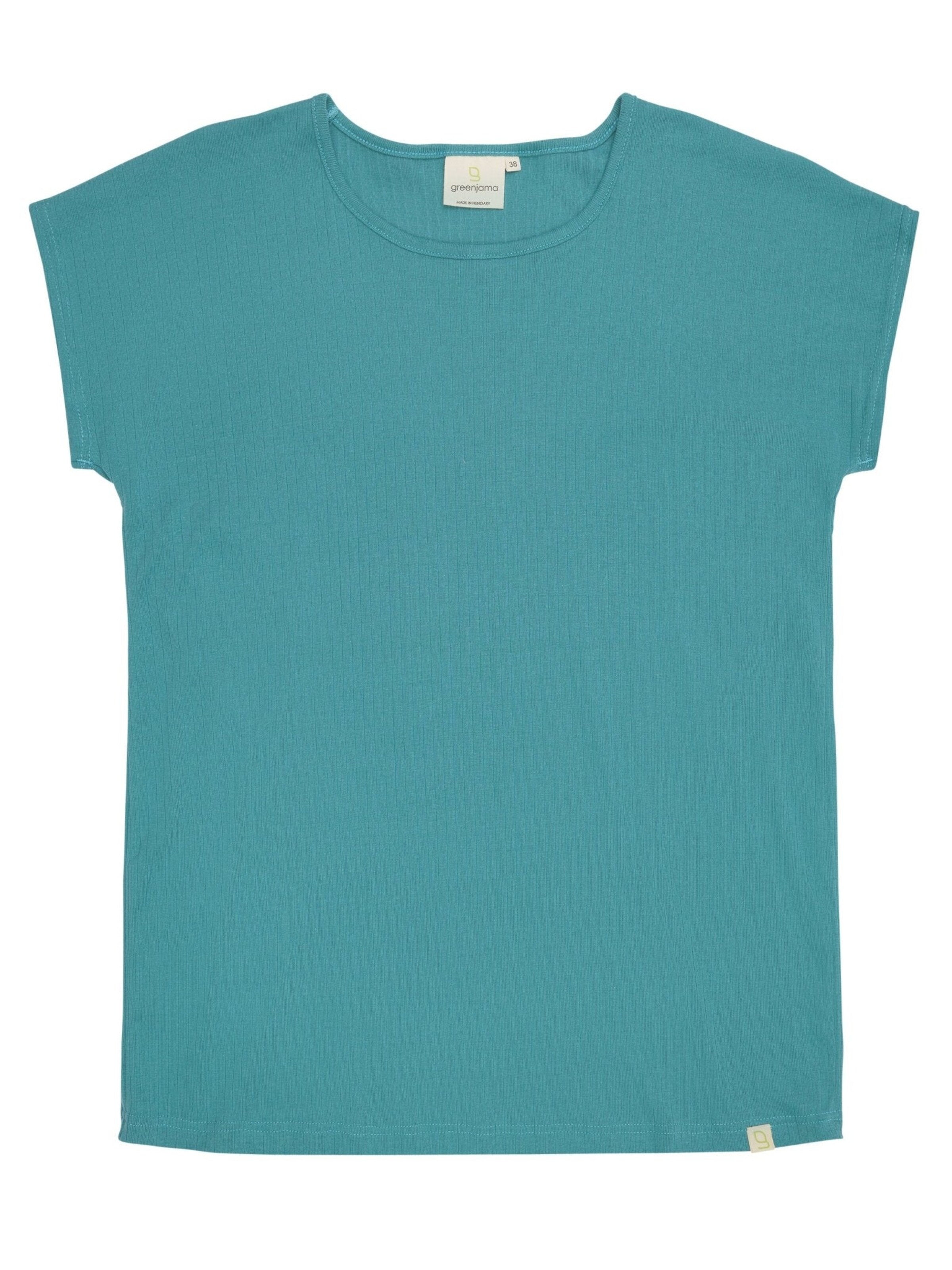 greenjama Pajama Shirt 'Lässiges T-Shirt aus Derby-Rib' in Green: front