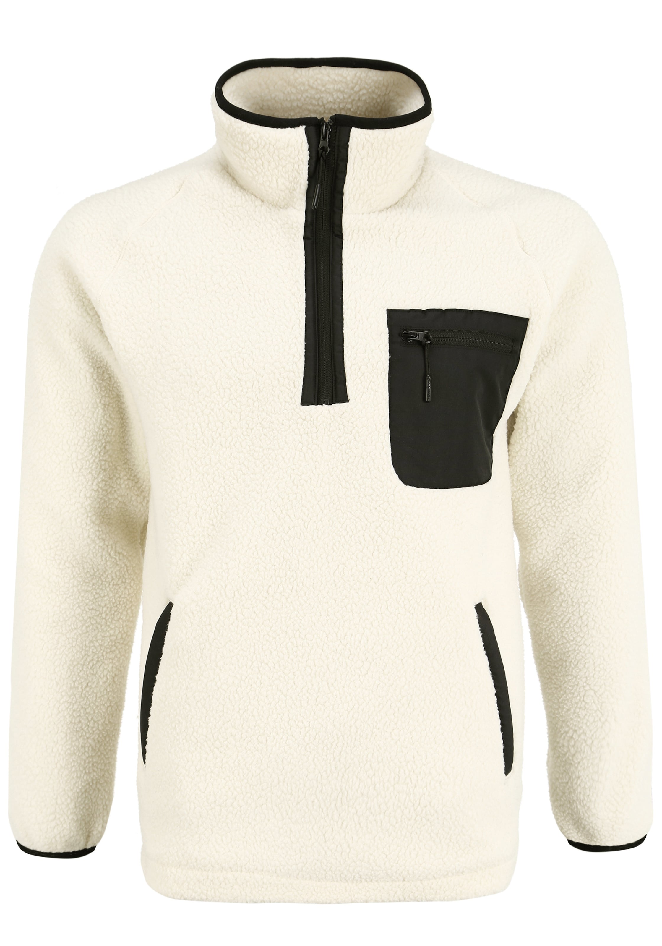 INDICODE JEANS Fleece jacket 'Trout' in Beige: front