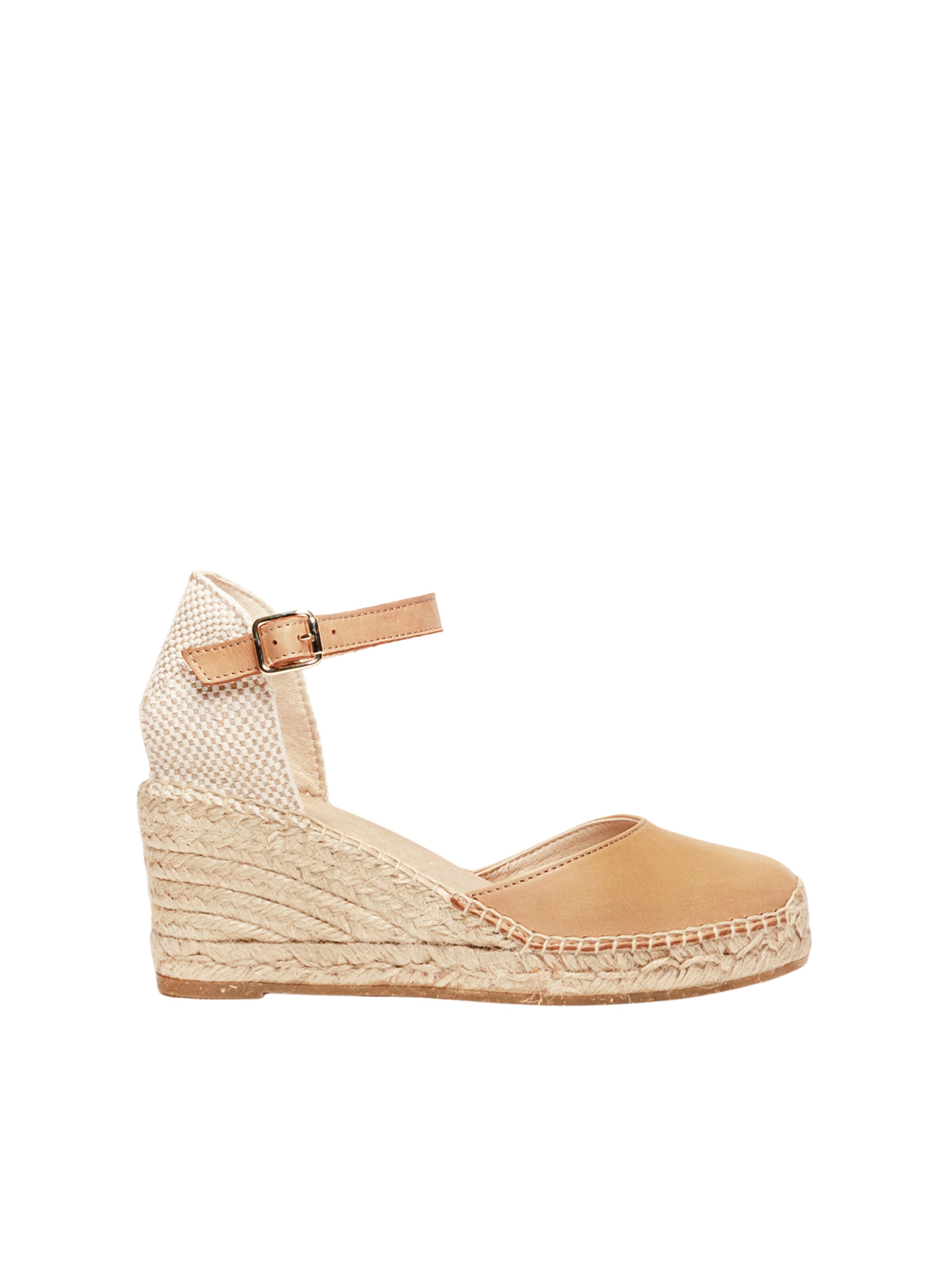 Alhamas - Sandalias con hebilla 'Alpargata Cuña 7 cm' en beige: frente
