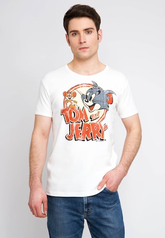LOGOSHIRT T-Shirt Tom & Jerry - Logo in Weiß: predná strana