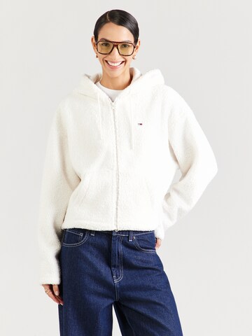Tommy Jeans Поларено яке в бяло: отпред