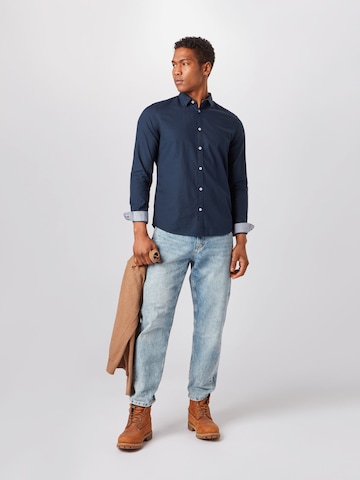 TOM TAILOR Slim fit Button Up Shirt in Blue