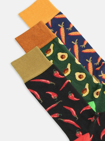 DillySocks Sokken 'Food Lover Pack - Carrot Cake, Avocado Field, Hot Chilli' in Gemengde kleuren