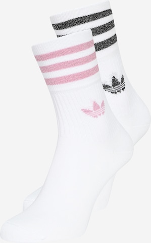 Chaussettes 'Glitter Crew ' ADIDAS ORIGINALS en blanc : devant