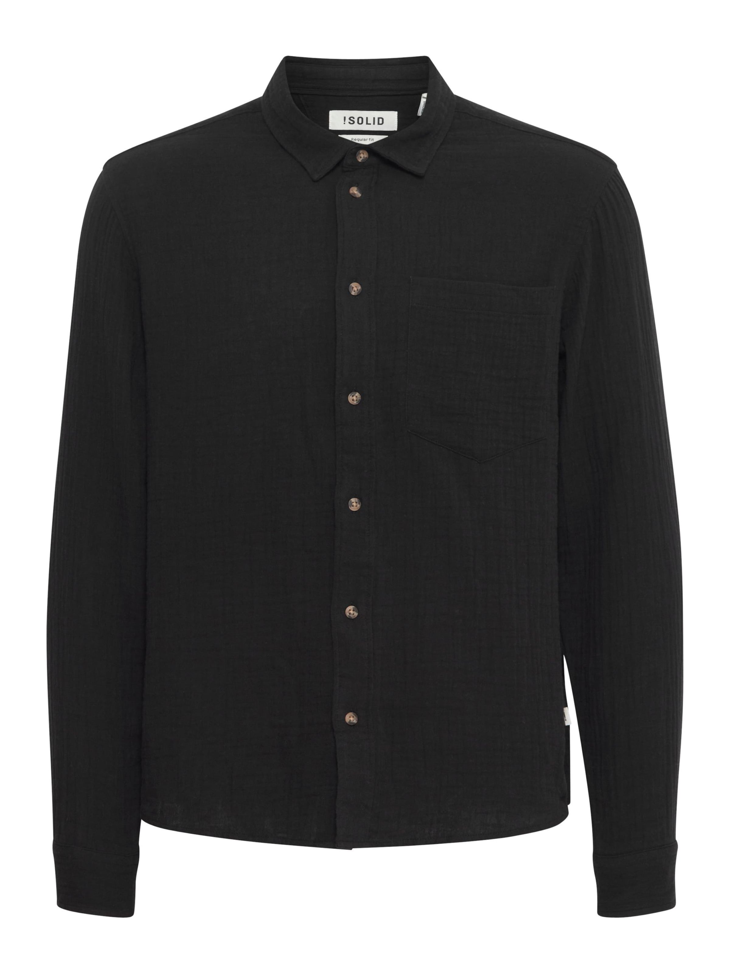 !Solid Regular Fit Hemd 'Lain' in Schwarz: Vorderseite
