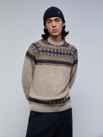 Scalpers Sweater 'Reversed Oston' in Brown: front