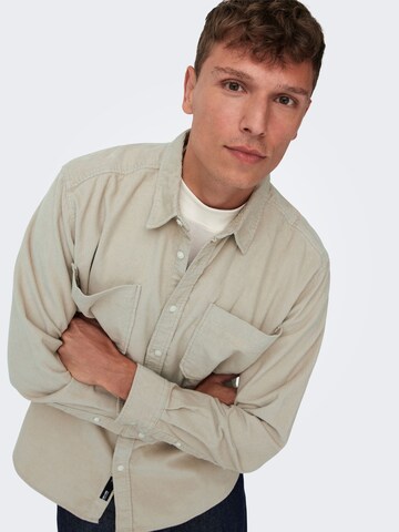 Only & Sons Comfort fit Overhemd 'ONSAlp' in Beige