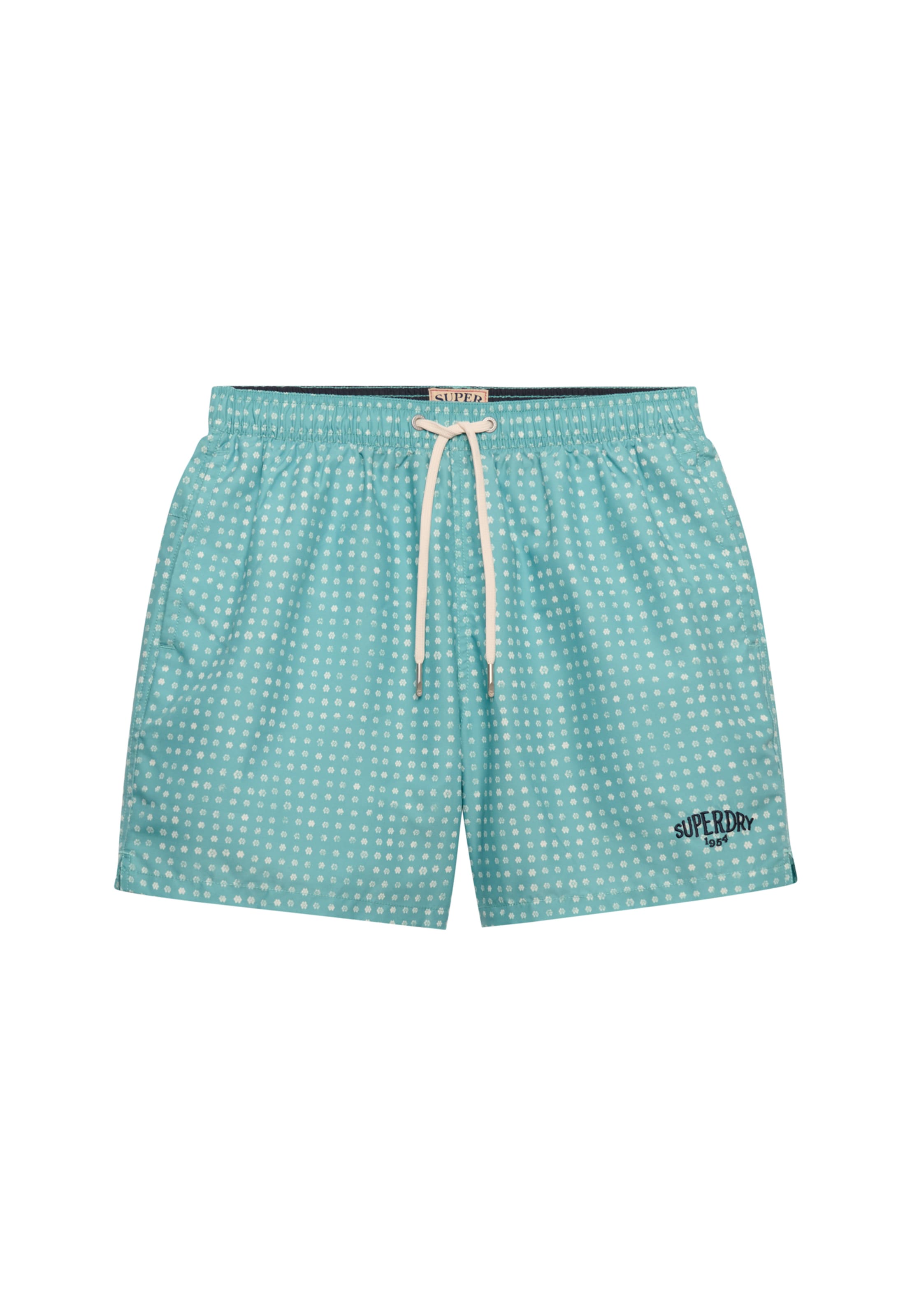Superdry & Co Shorts de bain en turquoise / noir / blanc naturel, Vue avec produit