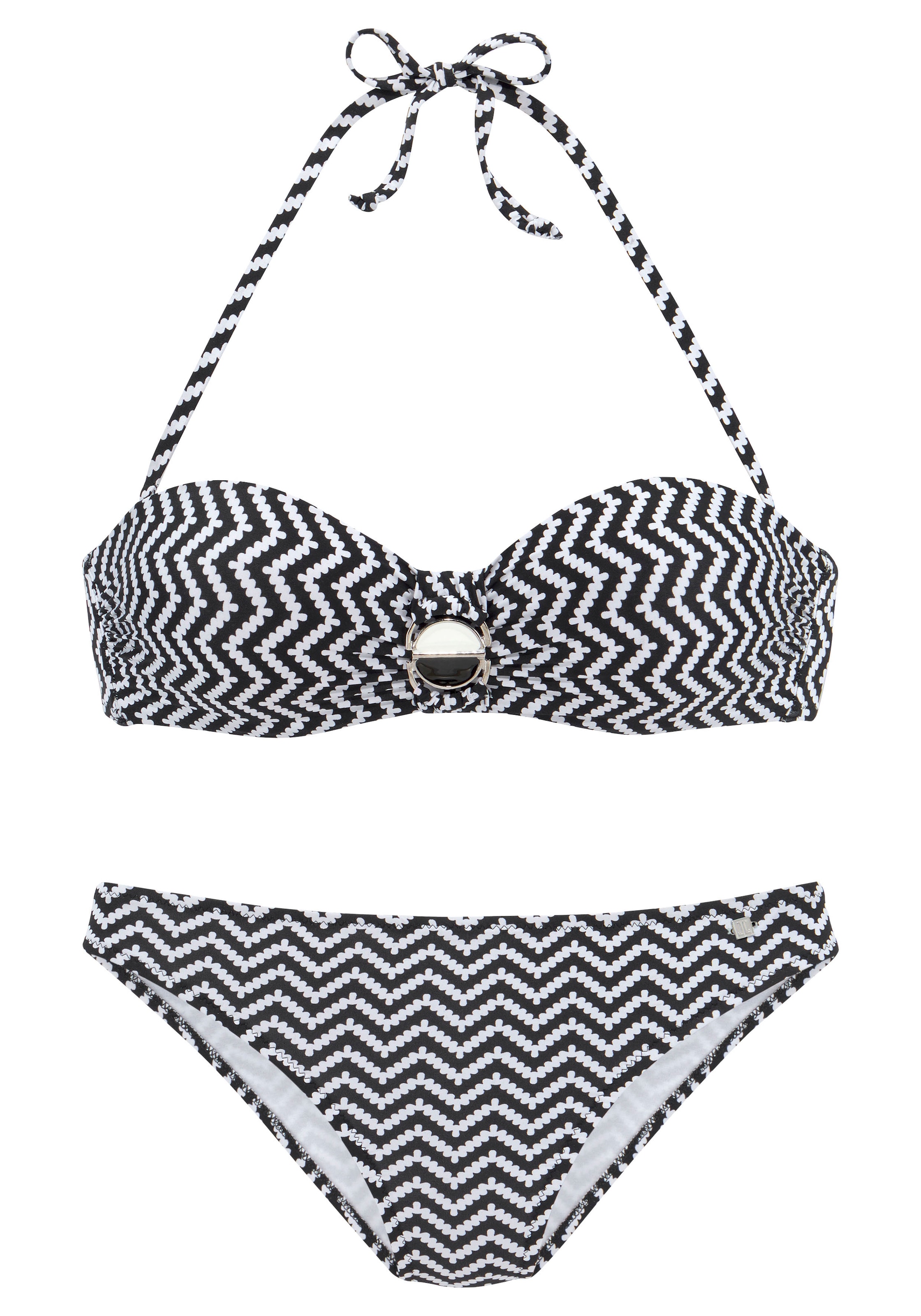 melns JETTE Bandeau Bikini: no priekšpuses