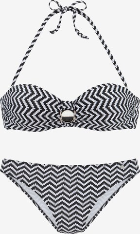 JETTE Bandeau Bikini in Zwart: voorkant