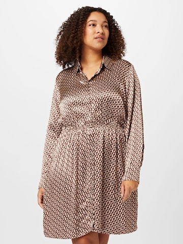 Forever New Curve Shirt dress in Brown: front