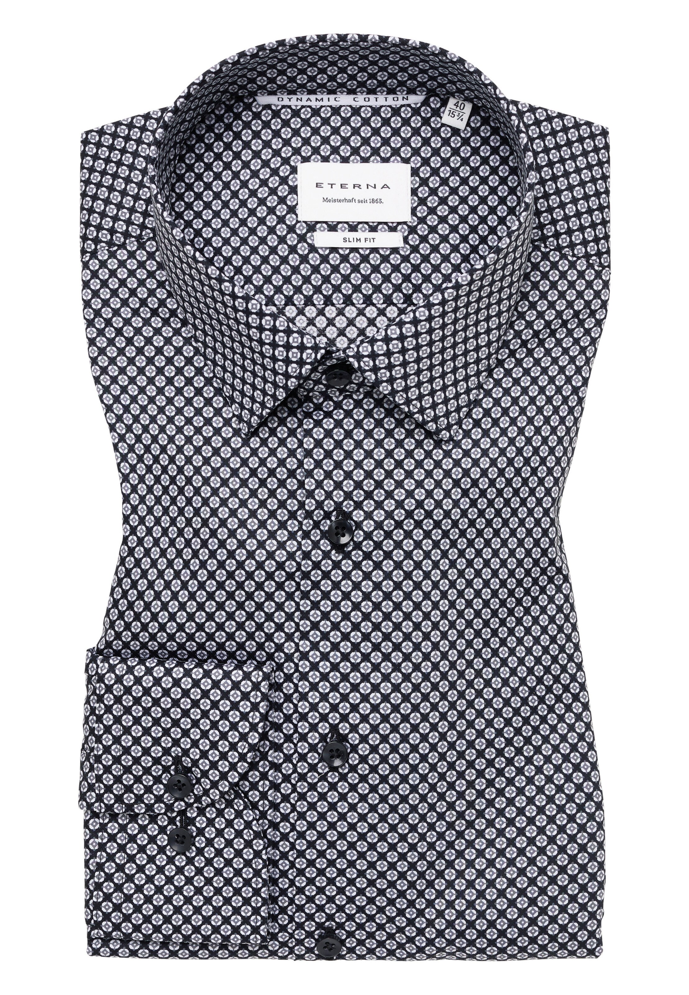 ETERNA Slim fit Button Up Shirt in Black