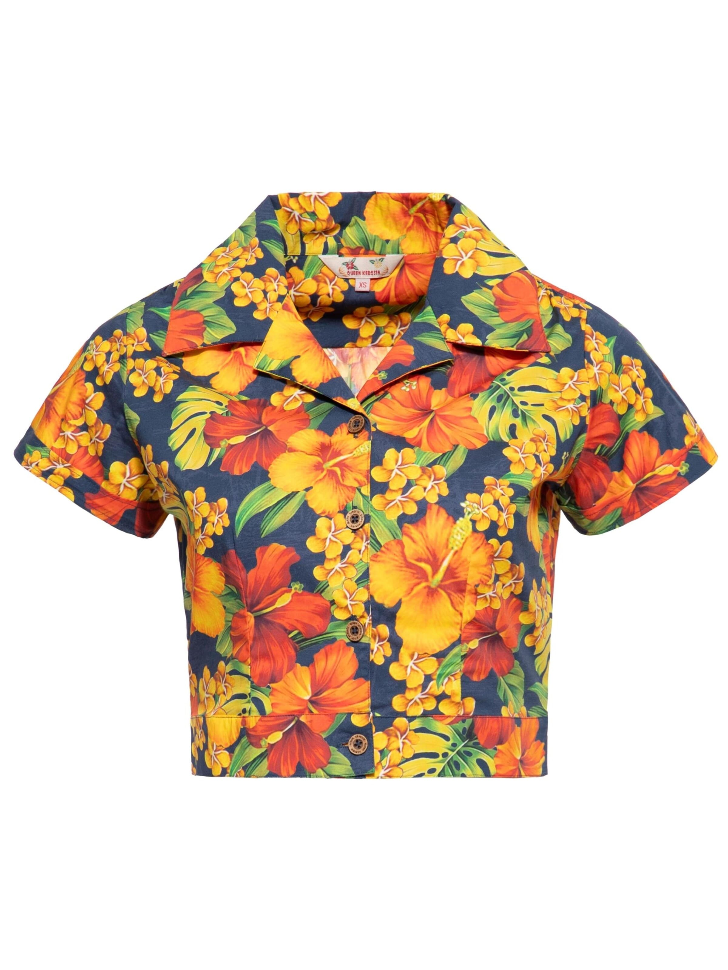 Queen Kerosin Blouse 'Hibiskus' in Mixed colors: front