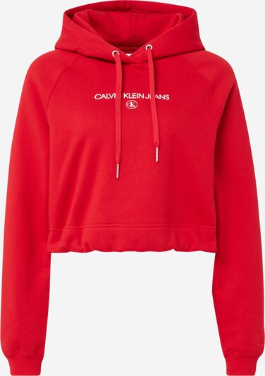 Bluză de molton Calvin Klein Jeans pe roșu / alb, Vizualizare produs