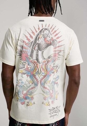 Ed Hardy Μπλουζάκι 'Dragon Panther' σε μπεζ
