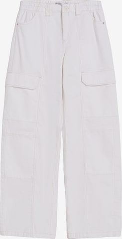 Bershka Wide leg Pants in White: front