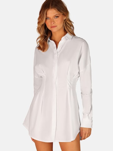 OW Collection Košilové šaty 'ELLA' – bílá: přední strana