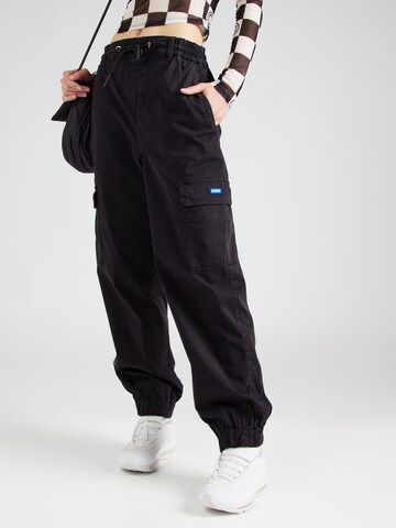 Tapered Pantaloni cargo 'Hisune-1-D_B' di HUGO in nero: frontale