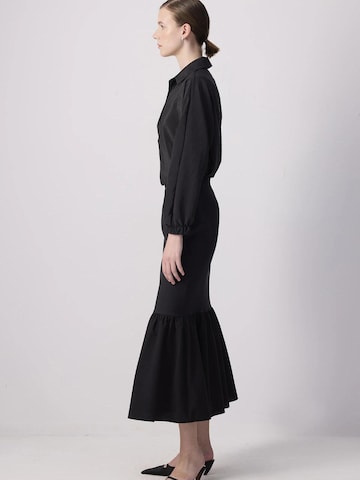 Jupe 'Flounced Crepe Skirt' Touché Privé en noir