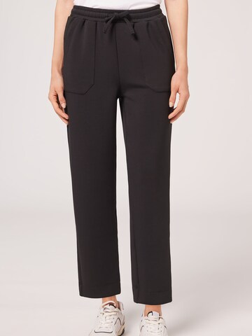 CALZEDONIA Loose fit Pants 'POCKETS' in Black: front