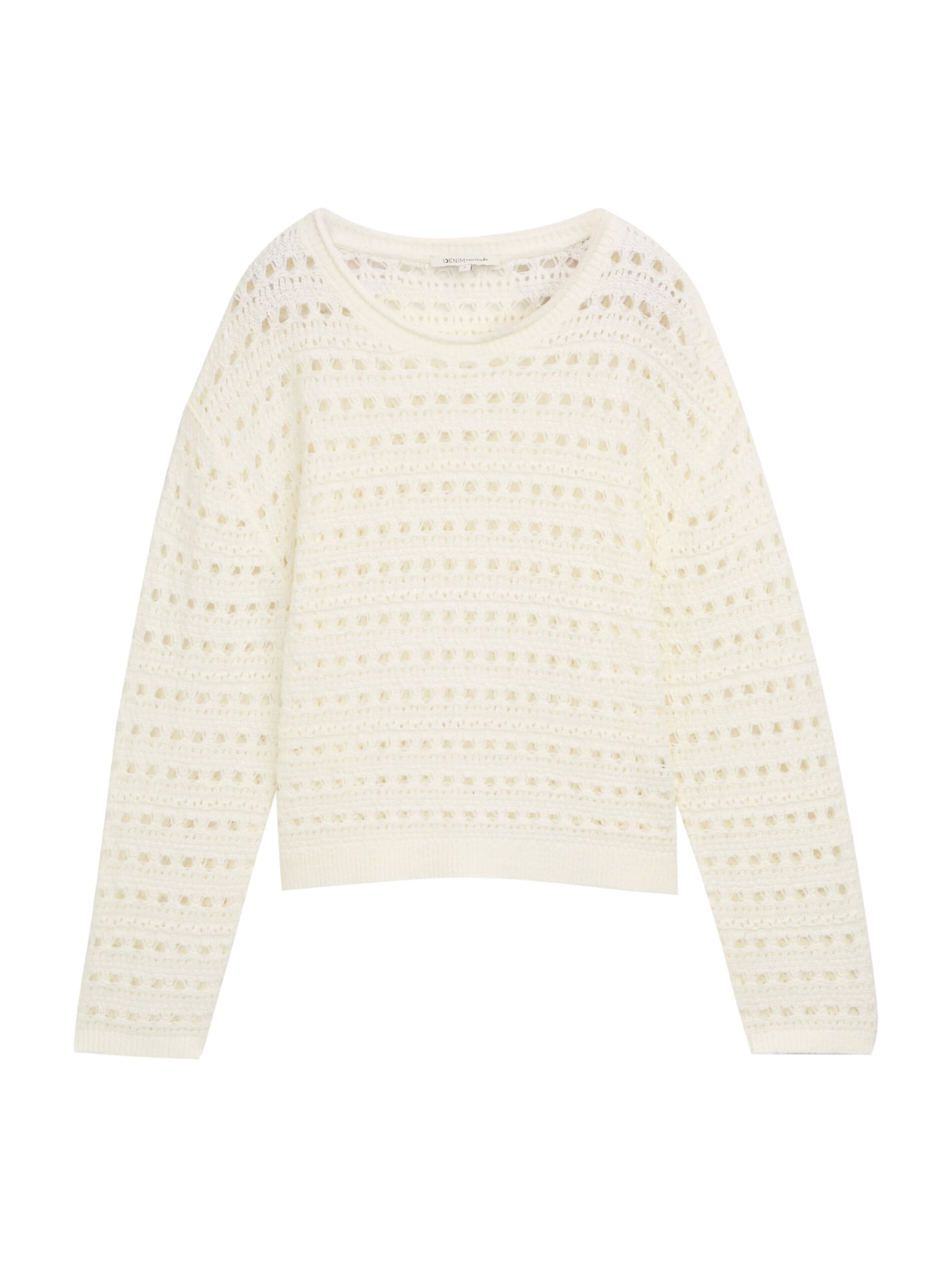 TOM TAILOR DENIM Trui in Wit: voorkant