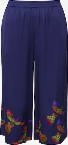 Ulla Popken Wide leg Broek in Blauw: voorkant