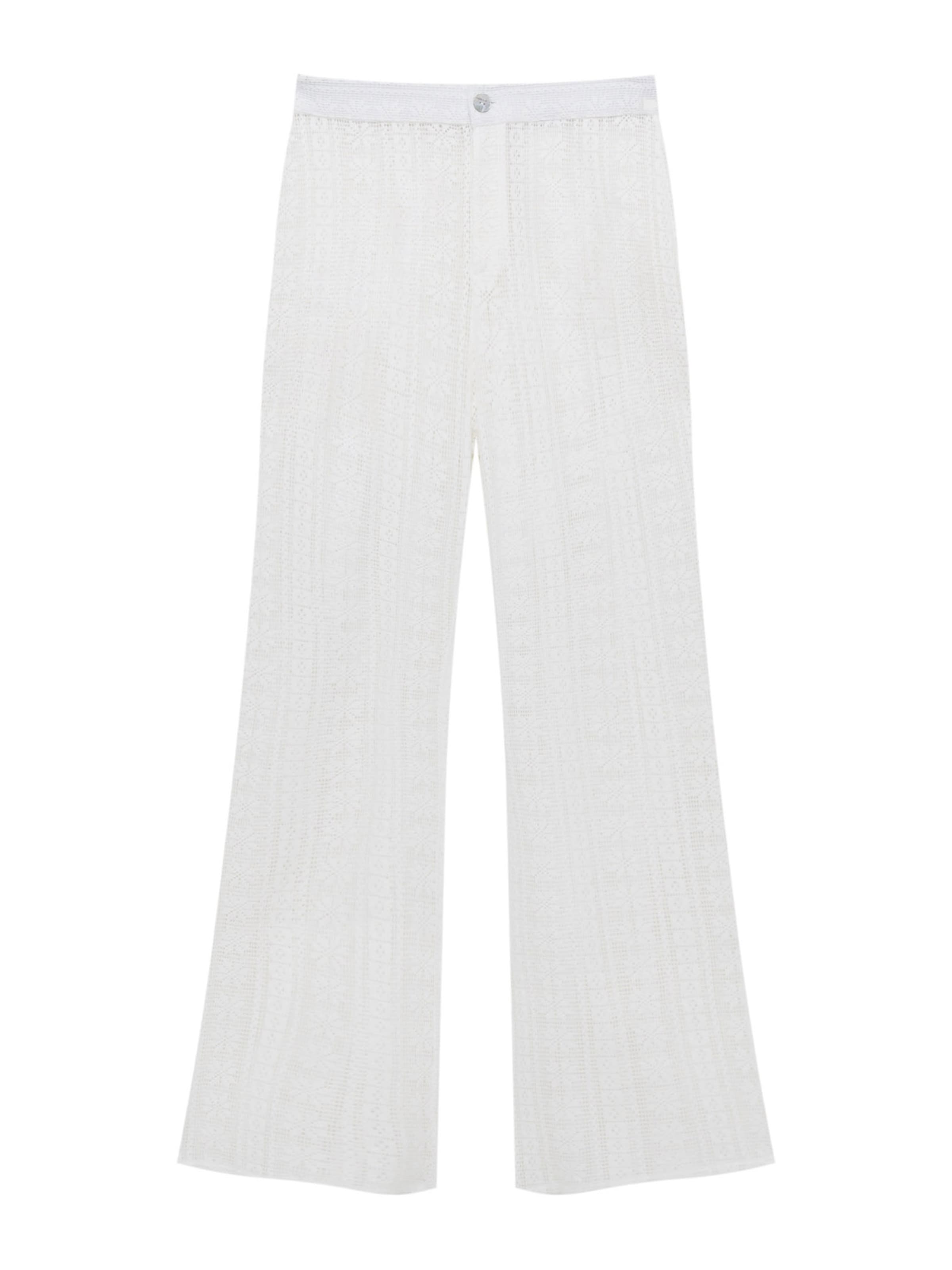 Pull&Bear Bootcut Spodnie w kolorze biały: przód