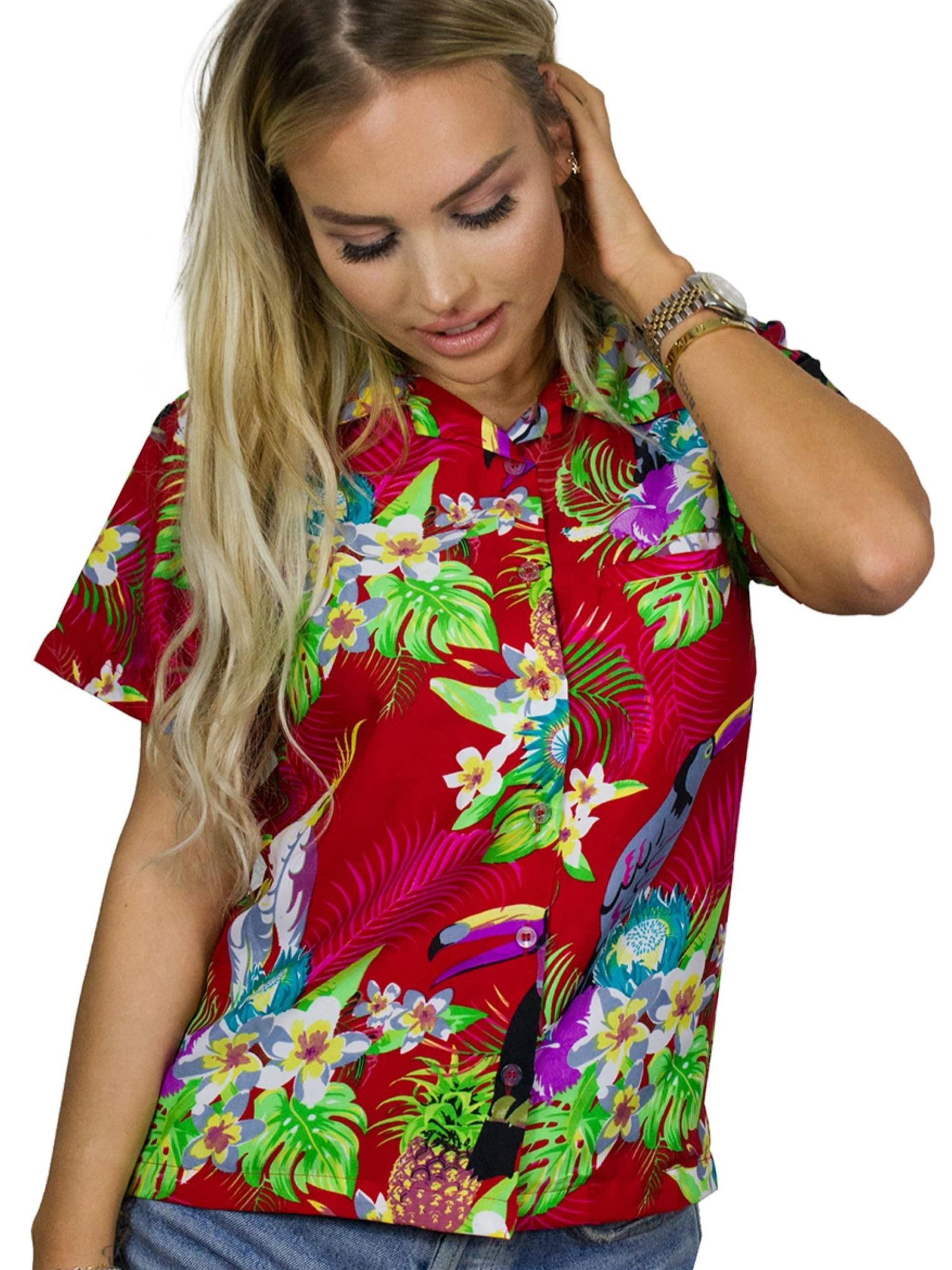 King Kameha Bluse 'Parrot Cockatoo'‌‌‌‌‌‌‌‌‌ in Rot