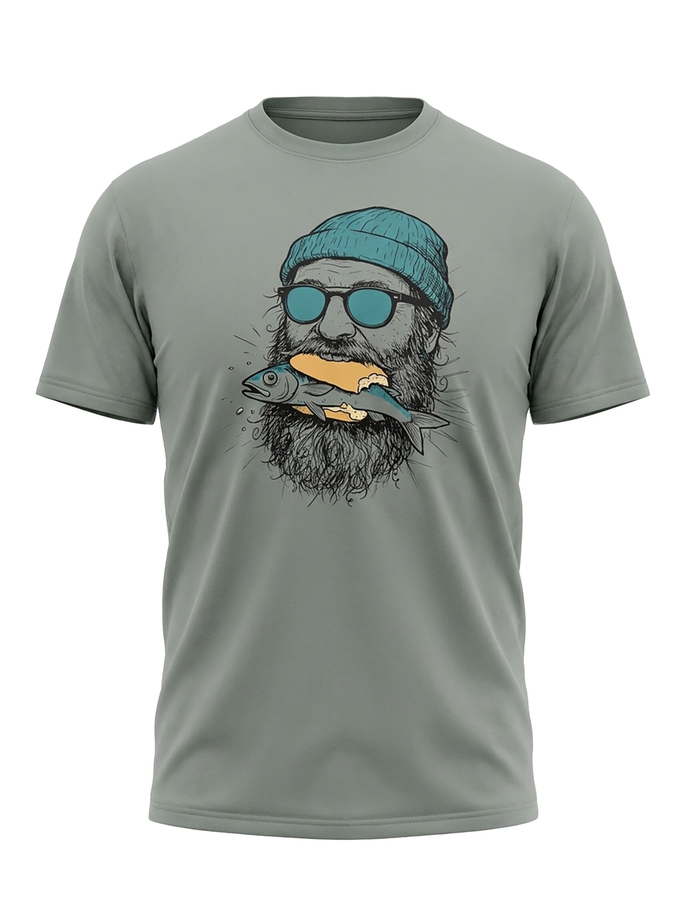 karlskopf Shirt 'FISCHFUTTER'‌‌‌‌‌‌ in Grau: Vorderseite