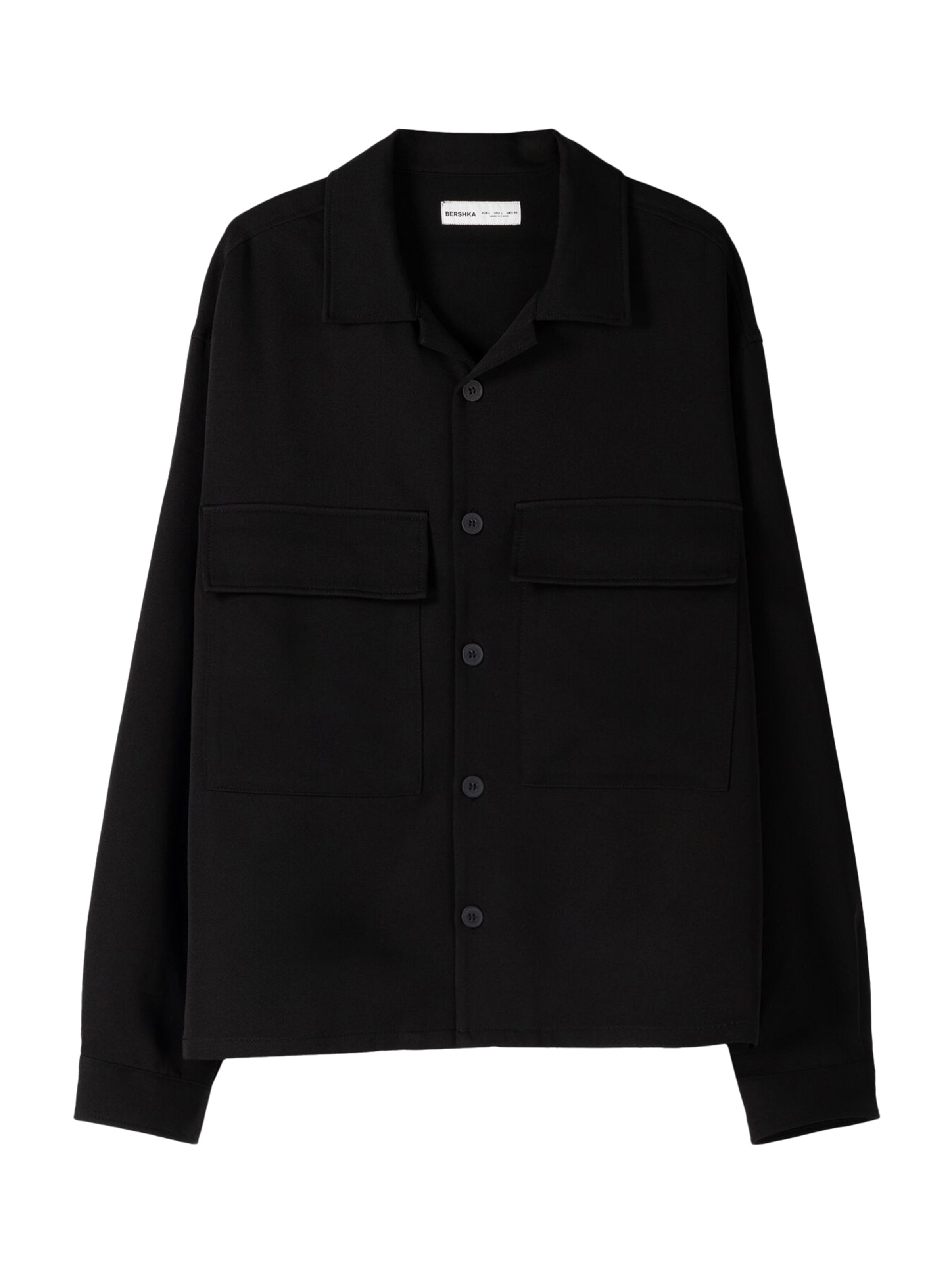 Bershka Comfort Fit Košeľa - Čierna: predná strana