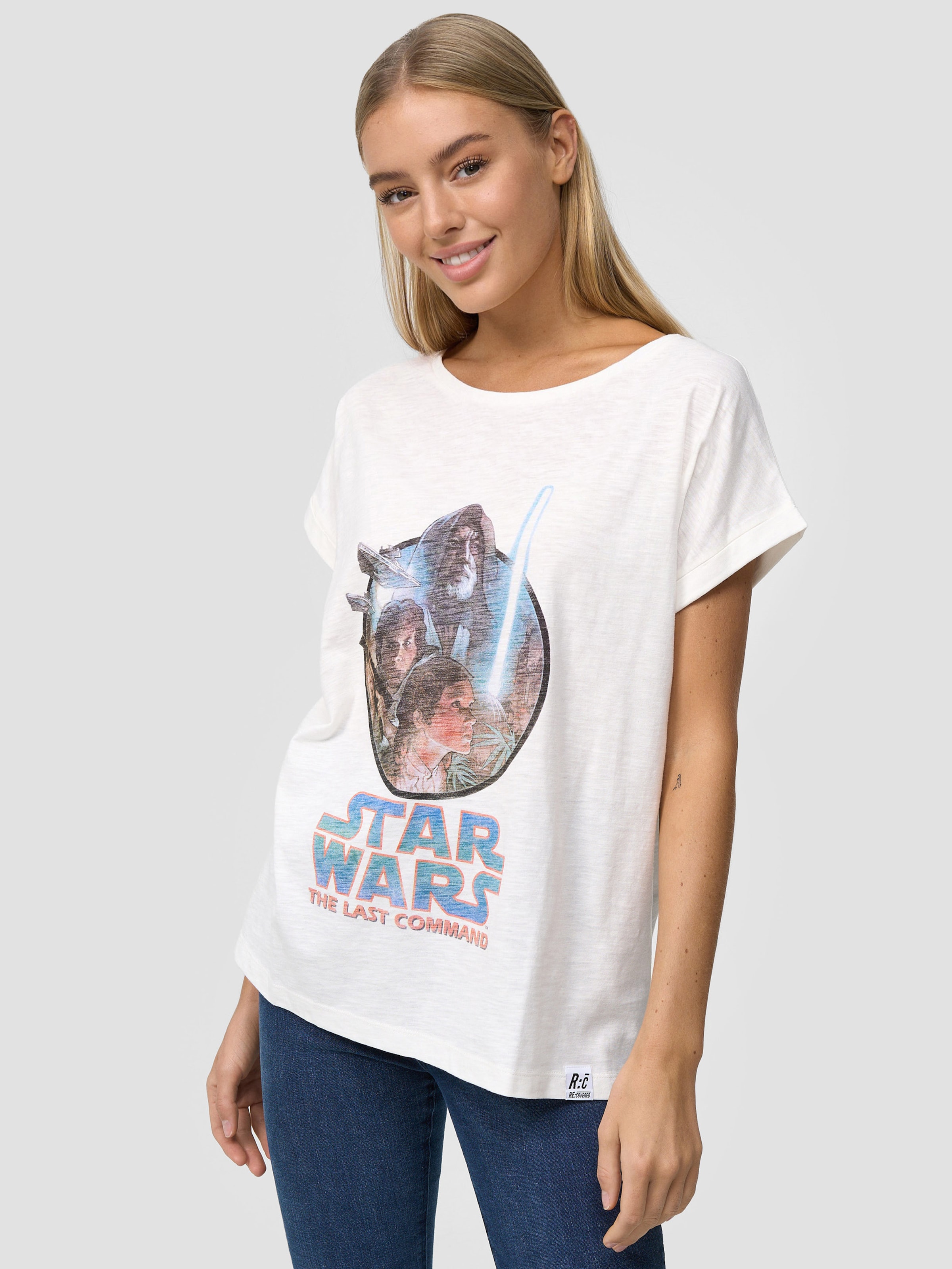 Frauen Große Größen Recovered Shirt 'Star Wars The Last Command' in Ecru - XH45971