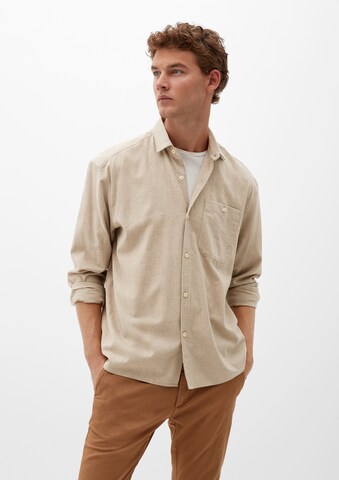 s.Oliver Comfort fit Button Up Shirt in Beige: front