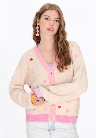 MYMO Gebreid vest in Beige: voorkant