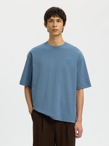 T-Shirt 'SLHWILL' SELECTED en bleu : devant