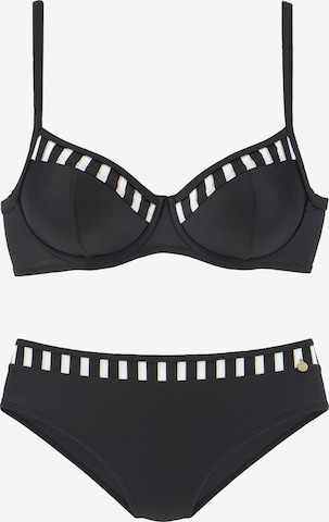LASCANA Push-up Bikini in Black: front