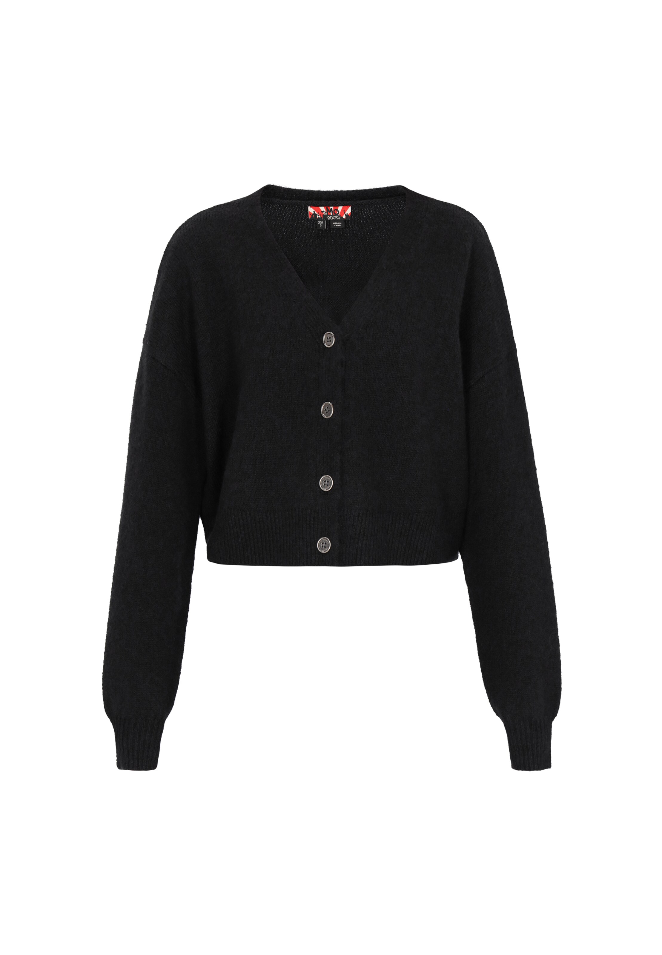 myMo ROCKS Πλεκτή ζακέτα σε μαύρο: μπροστά