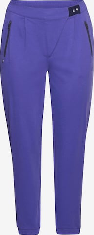 SHEEGO Tapered Pleat-Front Pants in Purple: front