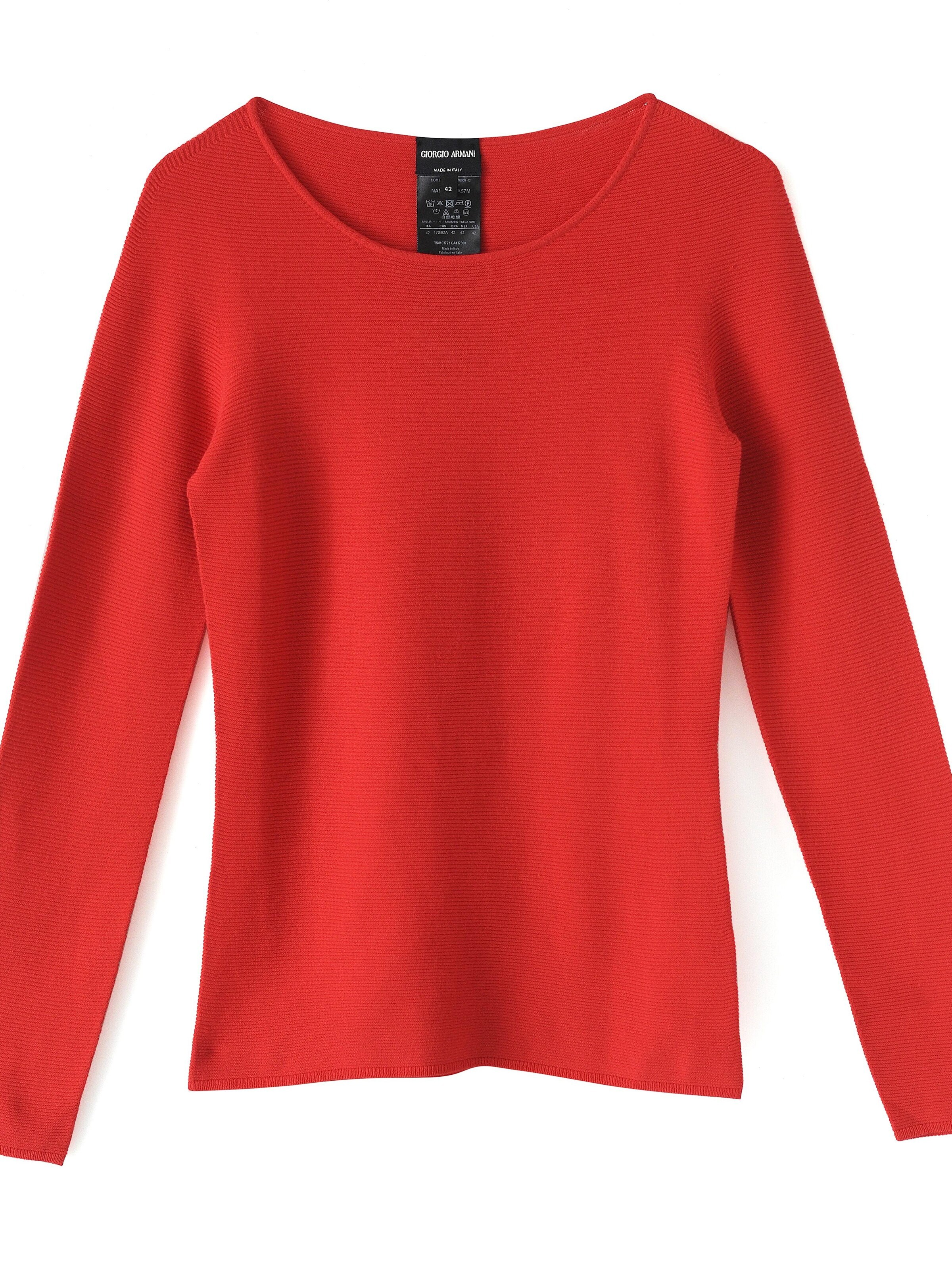 THE DRESSER Sweater 'Giorgio Armani red scoop neck jumper' in Red: front