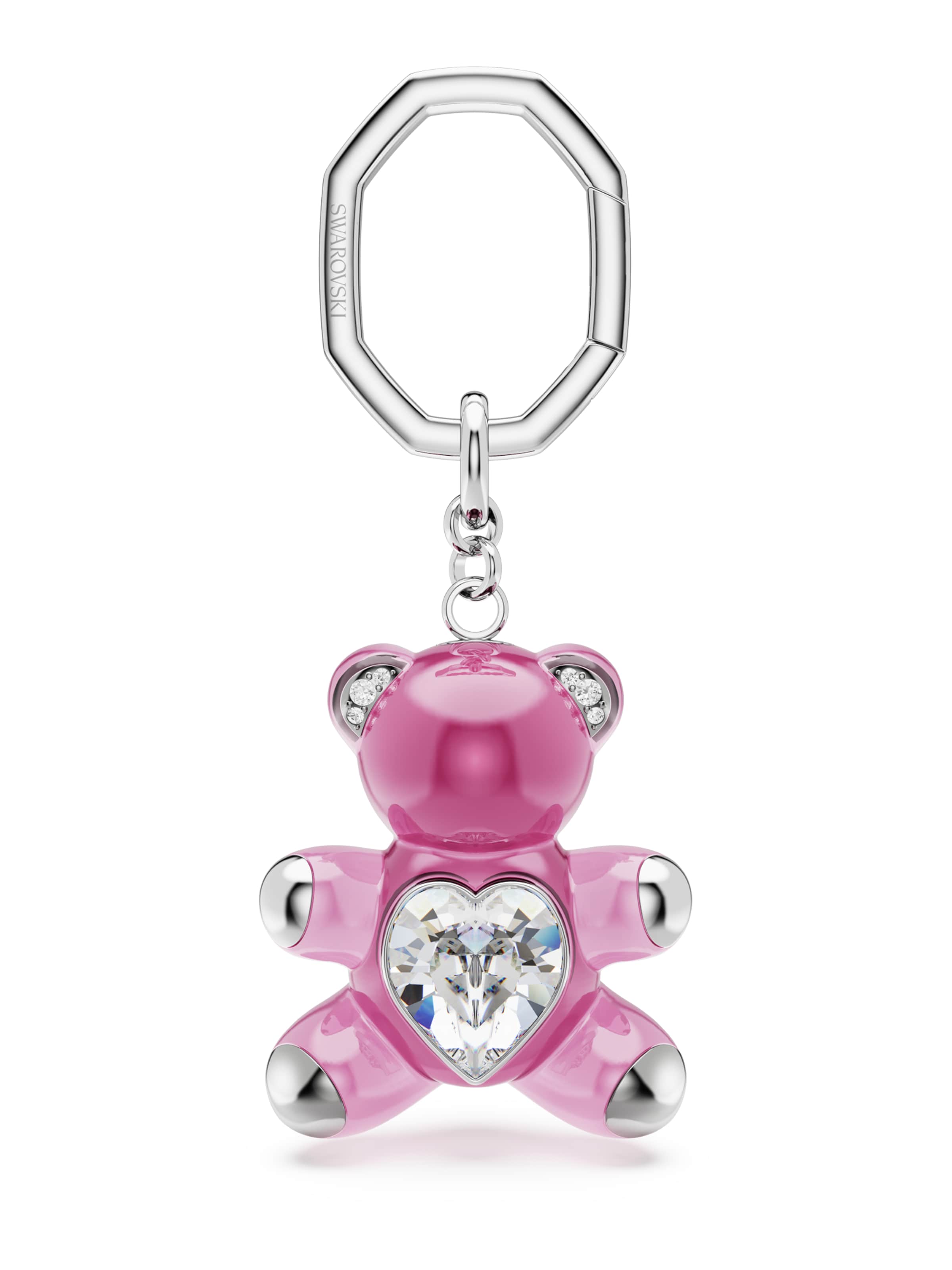 rozā Swarovski Atslēgu piekariņš 'Teddy': no priekšpuses