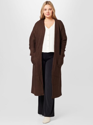 Vero Moda Curve Knit Cardigan 'NONAME' in Brown: front