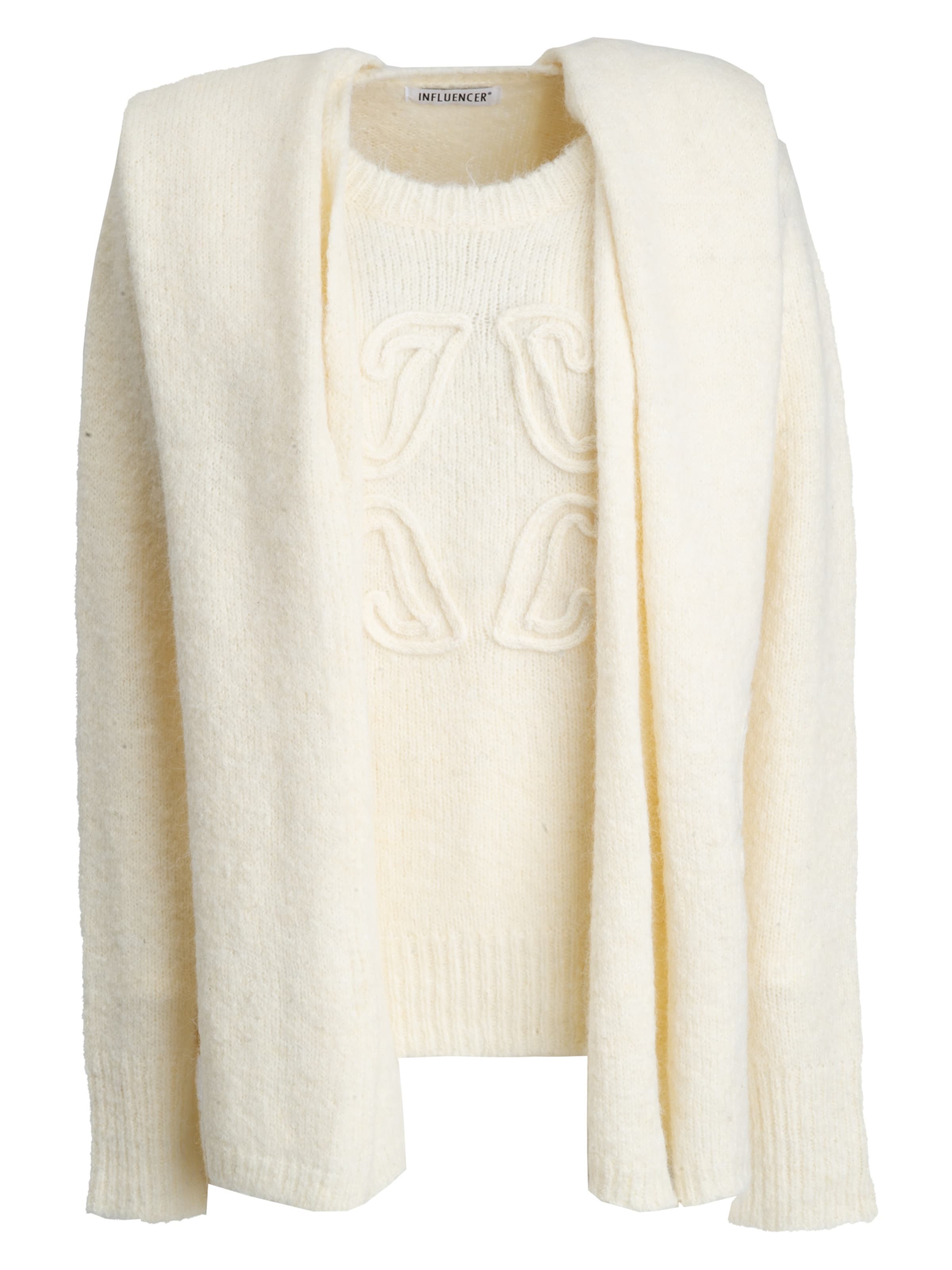Influencer Pullover in Beige: Vorderseite